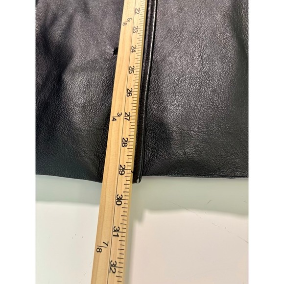 Y2K Genuine Leather Jacket Womens 1X Black 90s Minimalist Whimsy Sleek Classic - Picture 14 of 16